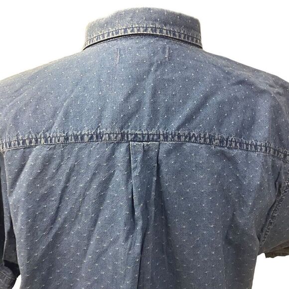 Madewell Medium Denim Swiss Dot Short Sleeve Button Down Top Size Small - Picture 8 of 13